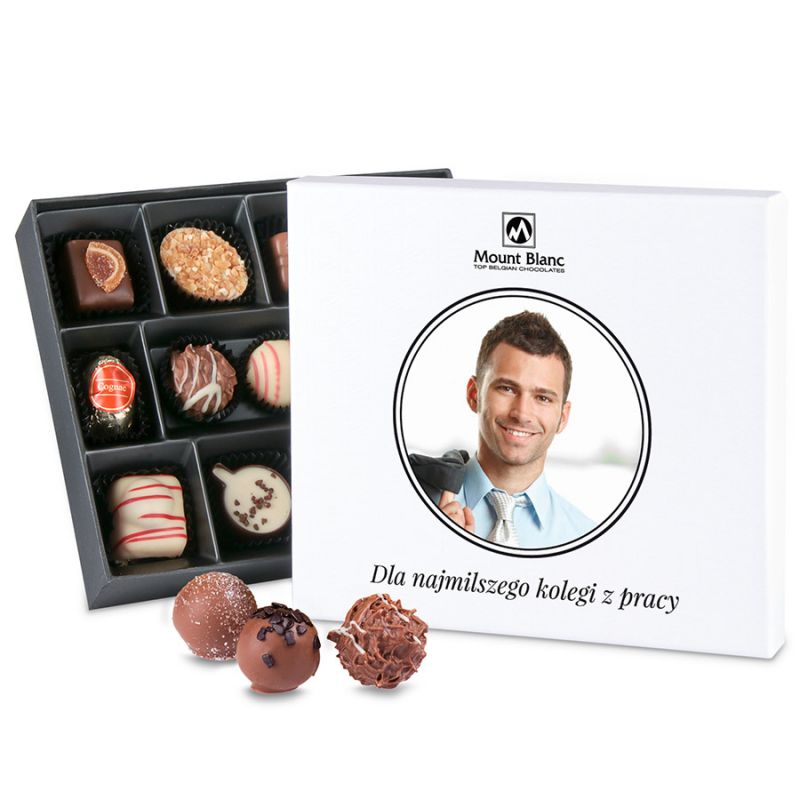 Pralinki firmowe Premium White Dla najmilszego kolegi z pracy ze zdjęciem - MountBlanc - 1