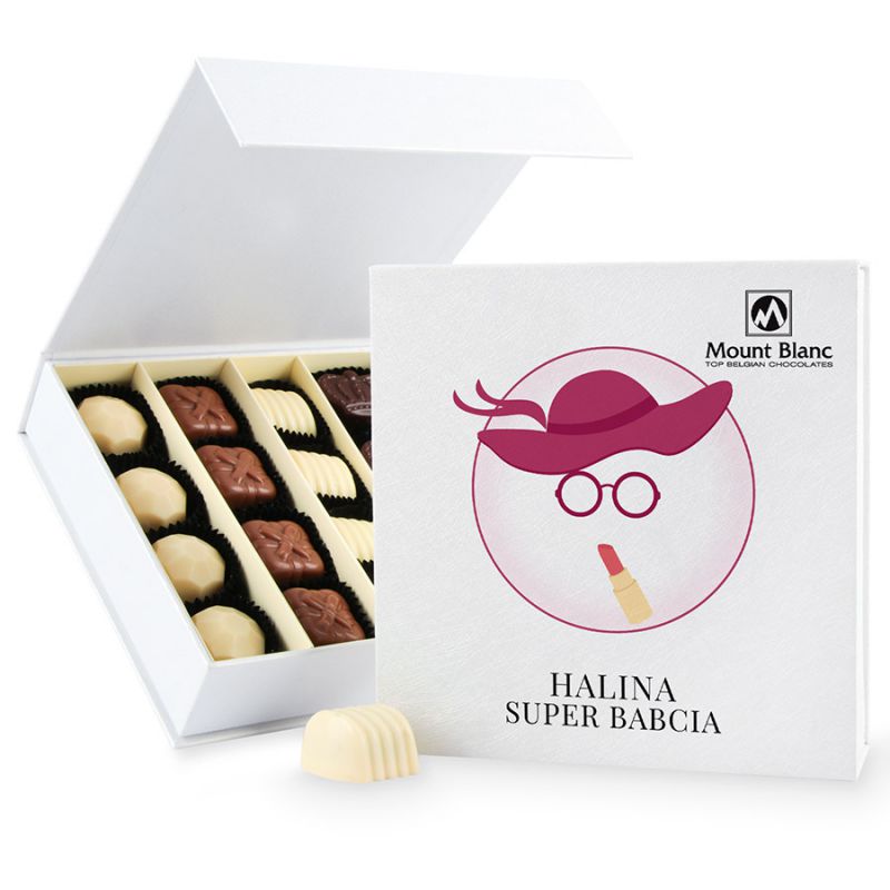 Bombonierka dla babci Finesse White no.3 Super Babcia z Twoim imieniem - MountBlanc - 1