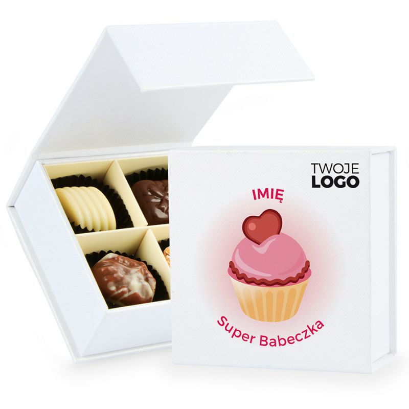 Bombonierka na Dzień Kobiet Finesse White no.1 Super Babeczka z Twoim logo i imieniem - MountBlanc - 1