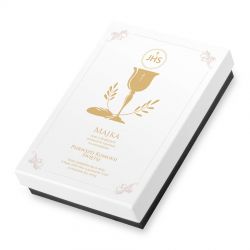 Czekoladowe zaproszenie na Pierwszą Komunię Świętą Premium White Mini z Twoim tekstem - MountBlanc - 2