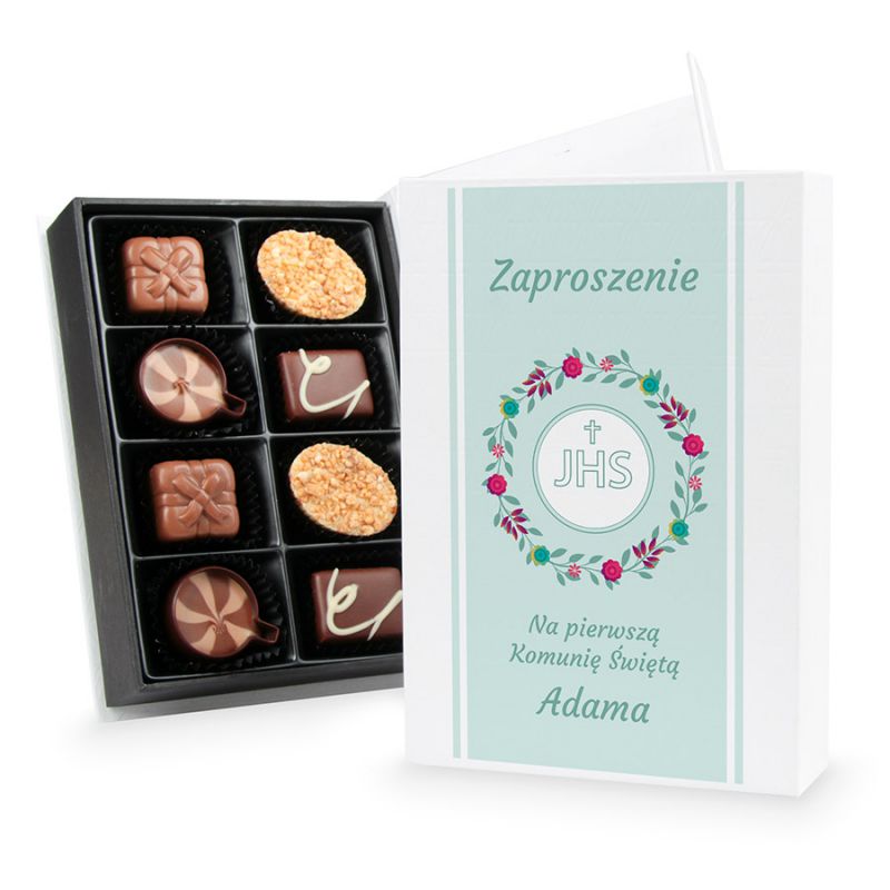 Bombonierka Chocolate Box White Mini, zaproszenie na komunię z Twoim tekstem - MountBlanc - 1