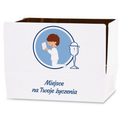Czekoladki z okazji Pierwszej Komunii Świętej z życzeniami dla chłopca Mini Ballotin White no.3 - MountBlanc - 2