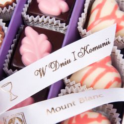 Czekoladki na komunię dla dziewczynki Finesse Lavender no.2 z Twoim zdjęciem i tekstem - MountBlanc - 4