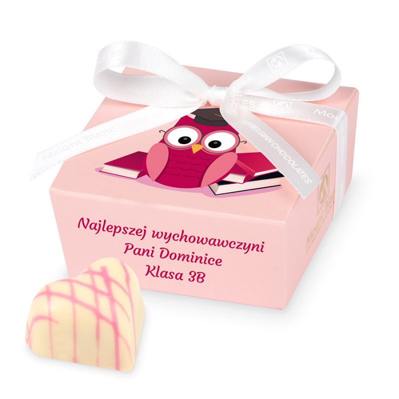 Czekoladki dla nauczyciela Mini Ballotin Pink no.2 z Twoimi życzeniami - MountBlanc - 1