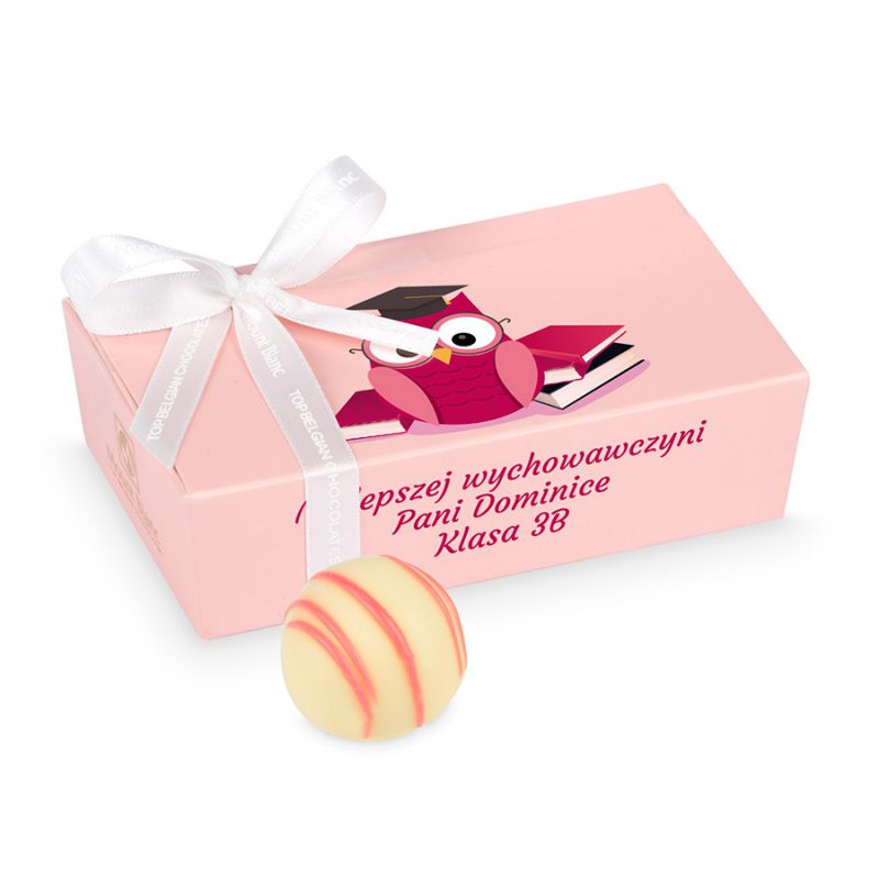 Czekoladki dla wychowawczyni Mini Ballotin Pink no.3 z Twoimi życzeniami - MountBlanc - 1