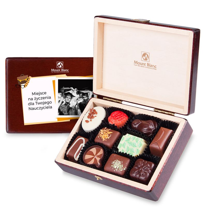 Czekoladki dla nauczyciela Decor Dark ze zdjęciem i Twoimi życzeniami - MountBlanc - 1