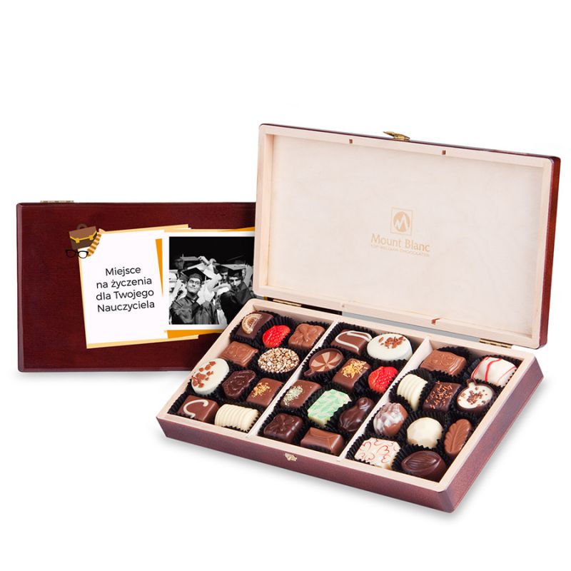 Czekoladki dla nauczyciela Decor Trio Dark ze zdjęciem i Twoimi życzeniami - MountBlanc - 1
