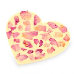 Chocolate Heart Box no.1. Czekoladowe serce białe z płatkami róż dla kobiety - MountBlanc - 2