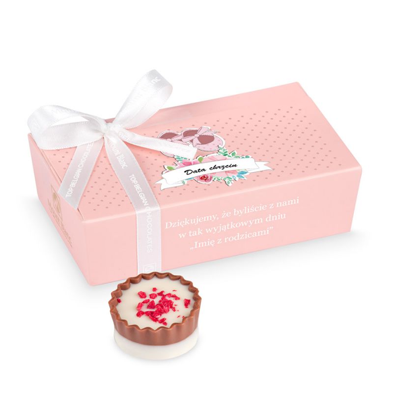 Czekoladki dla gości na chrzciny Mini Ballotin Pink no.3 z Twoim tekstem - MountBlanc - 1