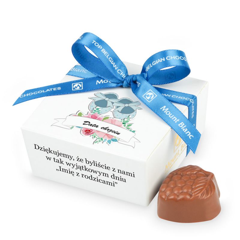Czekoladki podziękowania dla gości chrzciny Mini Ballotin White no.2 z Twoim tekstem - MountBlanc - 1