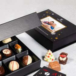 Praliny na Boże Narodzienie Chocolate Box Mini Black z Twoim zdjęciem i życzeniami - MountBlanc - 4
