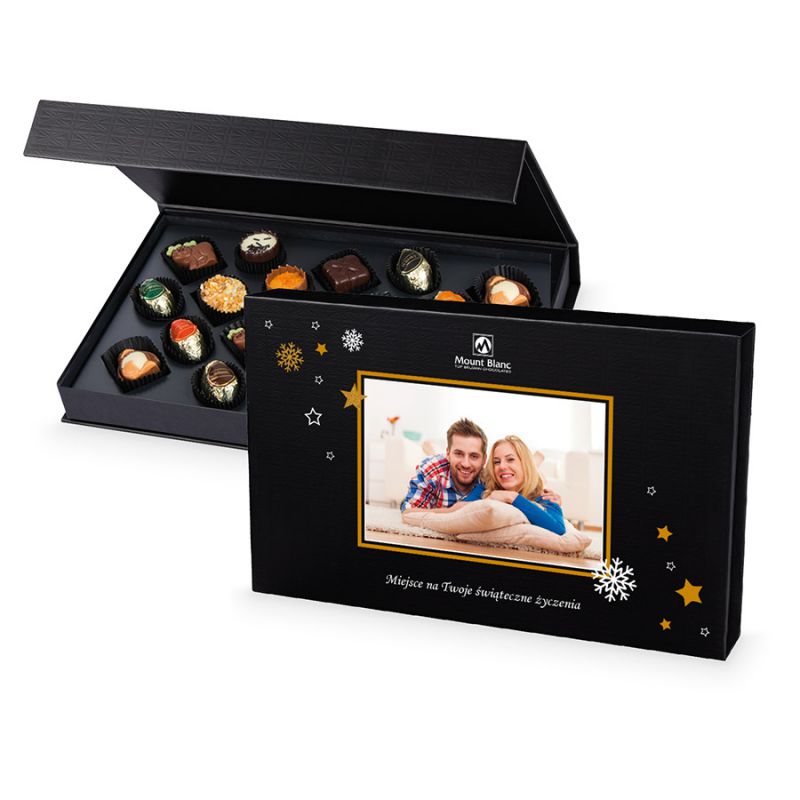Bombonierka świąteczna Chocolate Box Black z Twoim zdjęciem i życzeniami - MountBlanc - 1