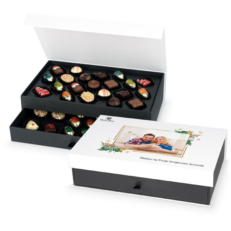 Prezent na Boże Narodzenie Chocolate Tower White z Twoim zdjęciem i życzeniami - MountBlanc - 1