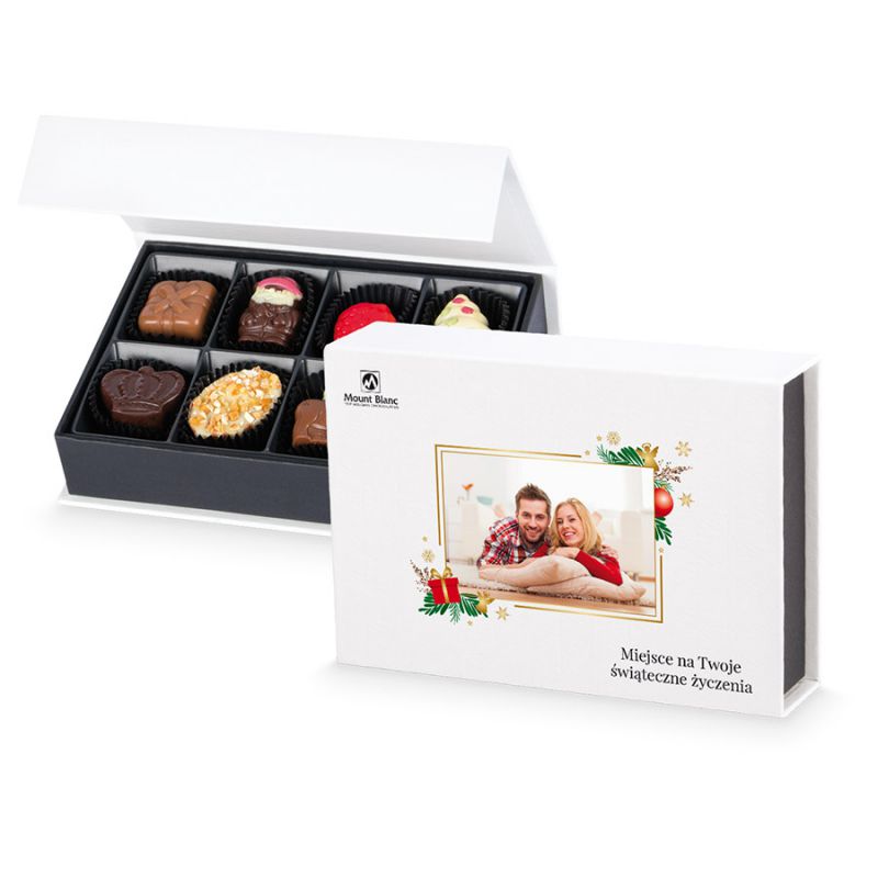 Czekoladki na prezent Chocolate Box Mini White z Twoim zdjęciem i życzeniami - MountBlanc - 1