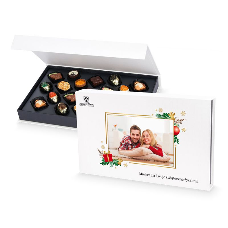Czekoladki na Boże Narodzenie Chocolate Box White z Twoim zdjęciem i życzeniami - MountBlanc - 1