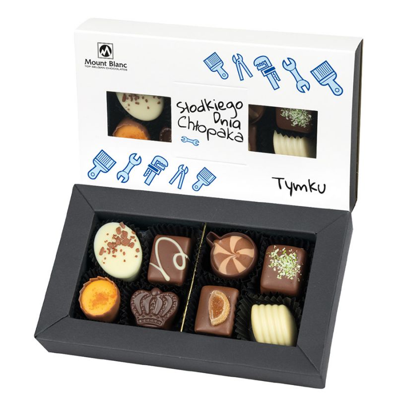 Czekoladowy prezent Elegance White no.3 z imieniem Twojego chłopaka - MountBlanc - 1