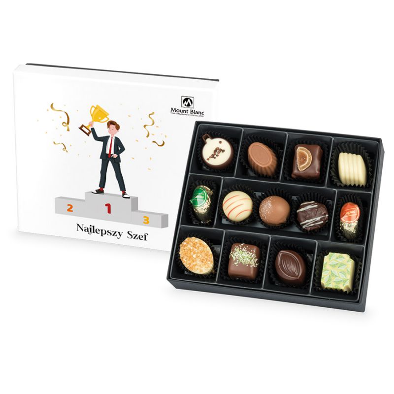 Czekoladowy upominek Premium White Najlepszy Szef - MountBlanc - 1