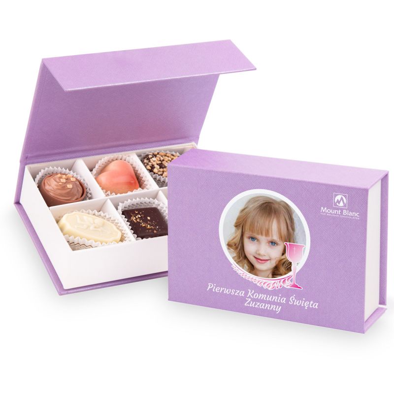 Prezent na komunię dla dziewczynki Finesse Lavender z Twoim zdjęciem i tekstem