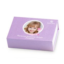Prezent na komunię dla dziewczynki Finesse Lavender z Twoim zdjęciem i tekstem
