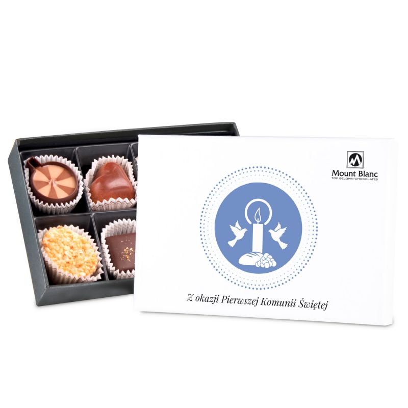 Czekoladki Premium White Mini z okazji Pierwszej Komunii Świętej dla chłopca - MountBlanc - 1