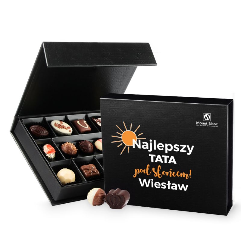 Bombonierka dla taty Chocolate Box Medium Black z imieniem