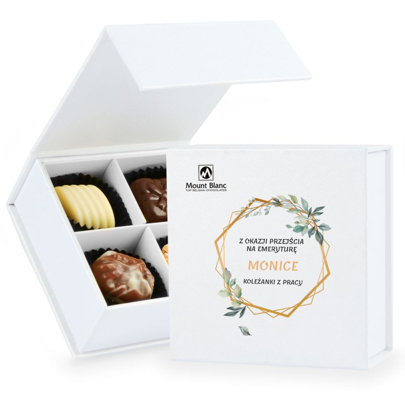 Czekoladowy upominek na emeryturę Finesse White no.1 z życzeniami - MountBlanc - 1