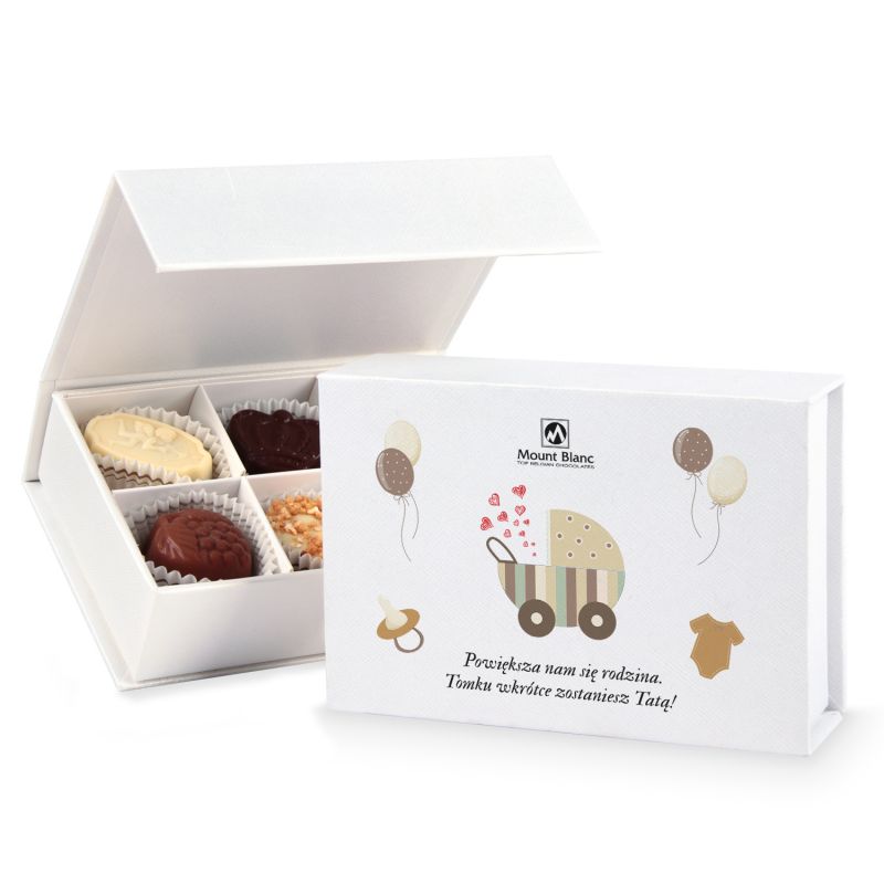 Bombonierka z Twoim tekstem Finesse White Powiększa nam się rodzina - MountBlanc - 1