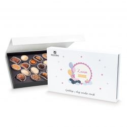 Czekoladki z okazji narodzin córki Chocolate Box White z życzeniami - MountBlanc - 1