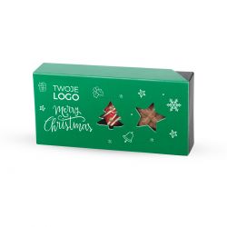 Czekoladowy prezent gwiazdkowy Elegance Delights Green Mini z Twoim logo