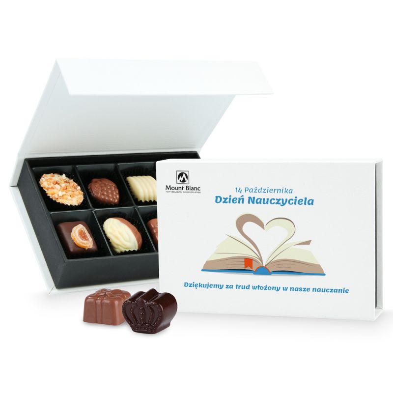 Bombonierka z okazji Dnia Nauczyciela Chocolate Box Mini White z życzeniami Bombonierka z okazji Dnia Nauczyciela Chocolate Box Mini White z życzeniami