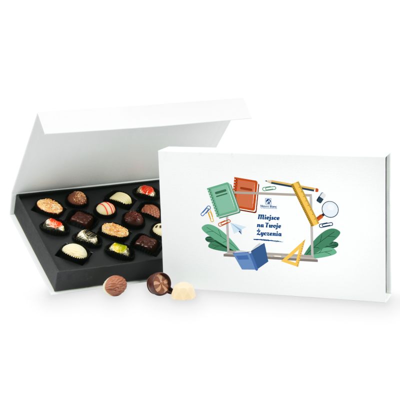 Czekoladki na Dzień Nauczyciela Chocolate Box White z życzeniami Czekoladki na Dzień Nauczyciela Chocolate Box White z życzeniami