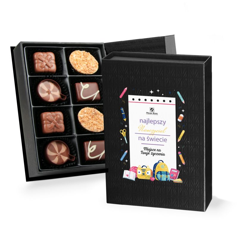 Prezent na Dzień Nauczyciela Chocolate Box Mini Black z życzeniami Prezent na Dzień Nauczyciela Chocolate Box Mini Black z życzeniami