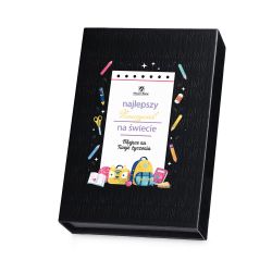 Prezent na Dzień Nauczyciela Chocolate Box Mini Black z życzeniami