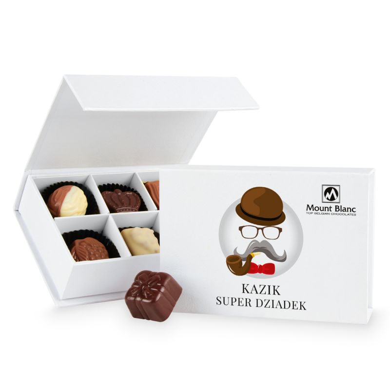Czekoladki na Dzień Dziadka Finesse White z imieniem - MountBlanc - 1