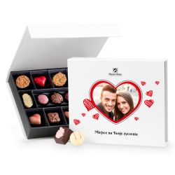 Czekoladki dla zakochanych Chocolate Box Medium White z Twoim zdjęciem i życzeniami - MountBlanc - 1