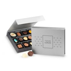 Bombonierka Chocolate Box Medium Silver z logo firmy