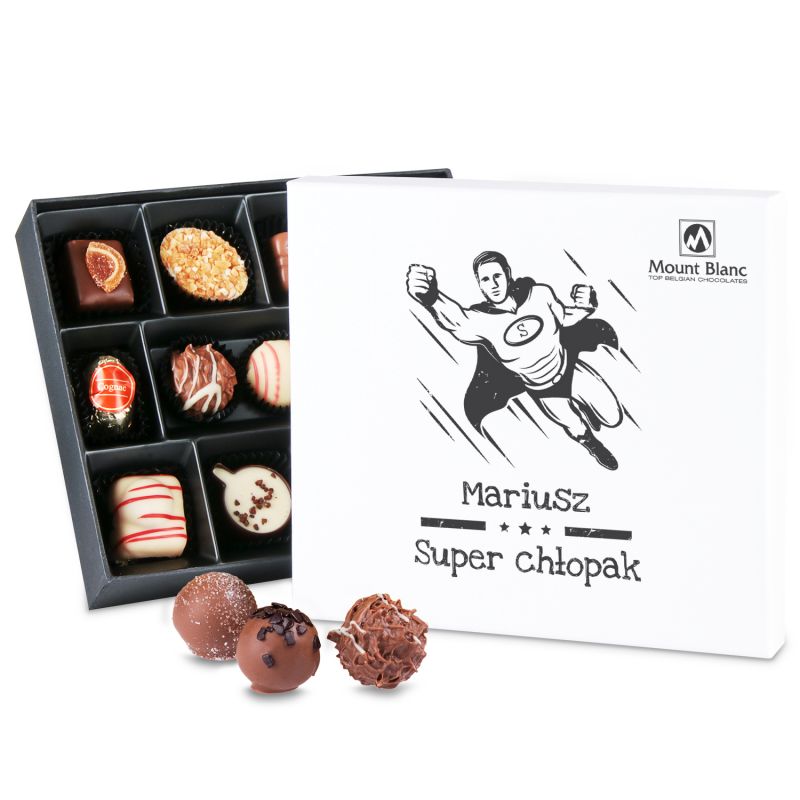 Czekoladowy upominek Premium White Super Chłopak z imieniem