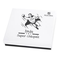 Czekoladowy upominek Premium White Super Chłopak z imieniem