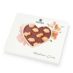 Chocolate Heart Box no.9 Czekoladowe serce mleczne z ciasteczkami na Walentynki