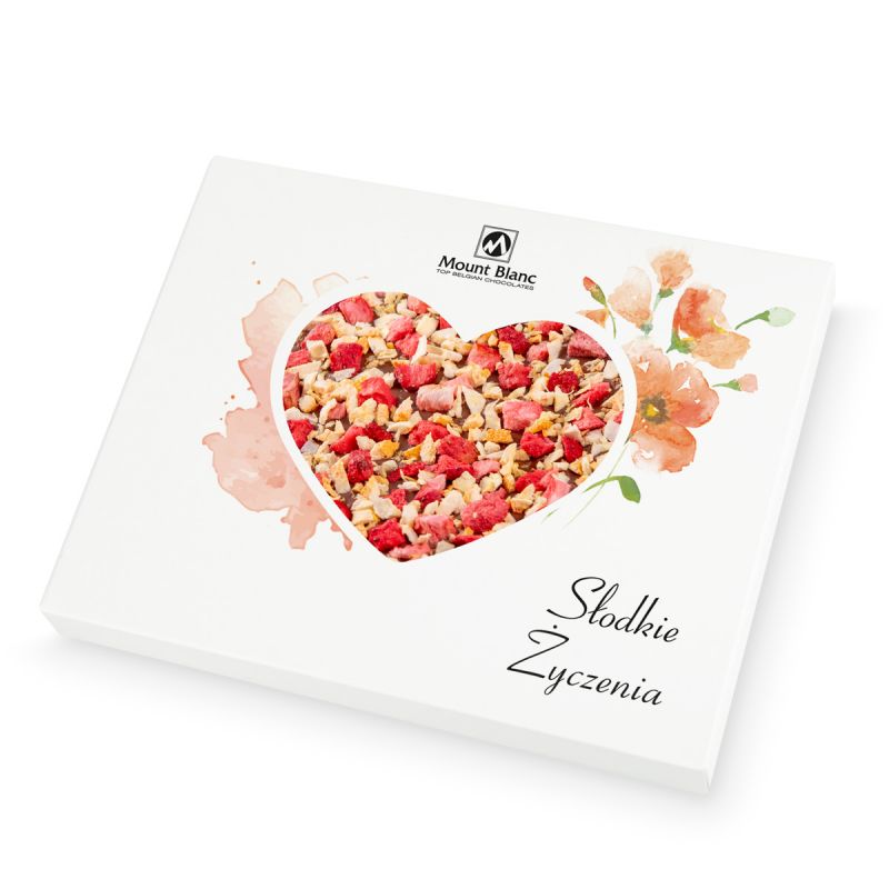 Chocolate Heart Box no.6 na Dzień Kobiet. Czekoladowe serce mleczne z truskawkami i pomarańczą