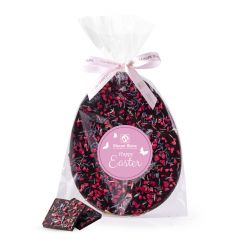 Czekoladowe jajo deserowe z malinami i płatkami chabra 120g