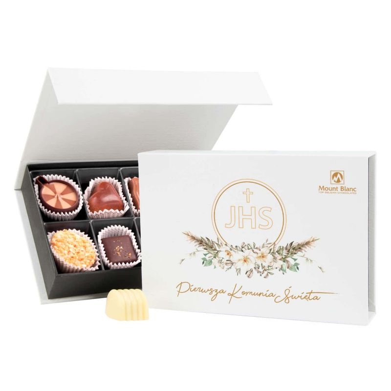 Prezent na Pierwszą Komunię Świętą Chocolate Box Mini White