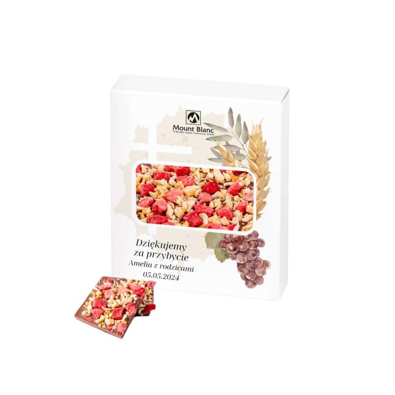 Czekoladowa tafla 35g z Twoim tekstem na podziękowania komunijne dla gości