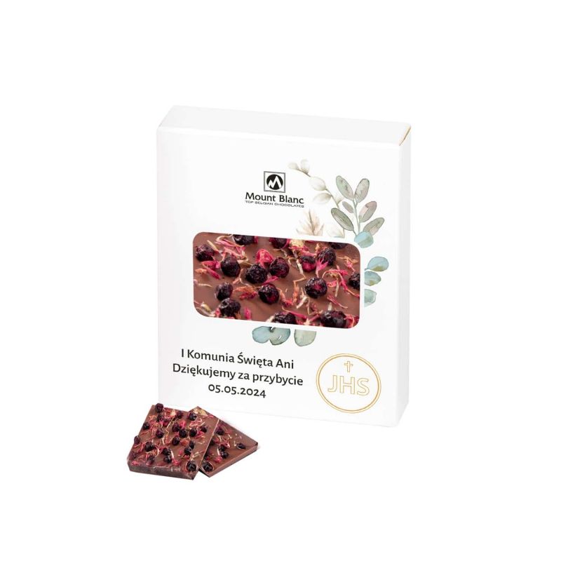 Czekoladowa tafla 35g podziękowania dla gości komunijnych z Twoim tekstem