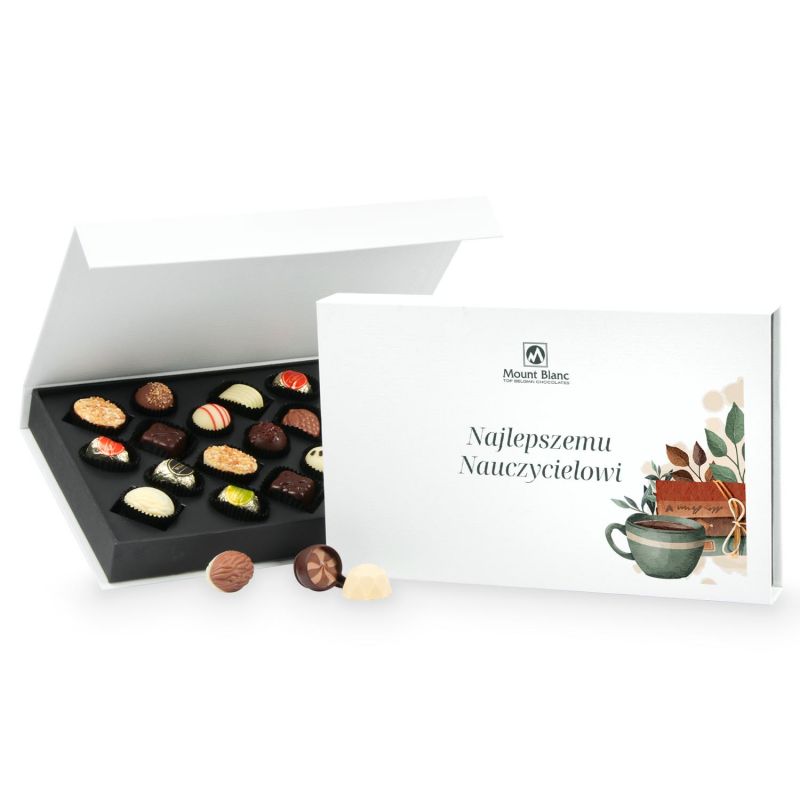 Czekoladki belgijskie Chocolate Box White Najlepszemu Nauczycielowi