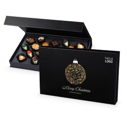 Praliny pod Choinkę Christmas Chocolate Box Black z logo Twojej firmy i życzeniami - MountBlanc - 1