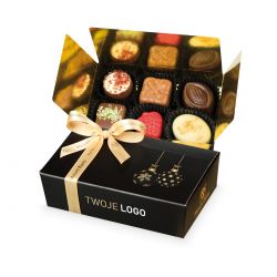 Czekoladki na prezent, Czekoladki na Święta Mini Ballotin Black no.3 z Twoim logo - MountBlanc - 1