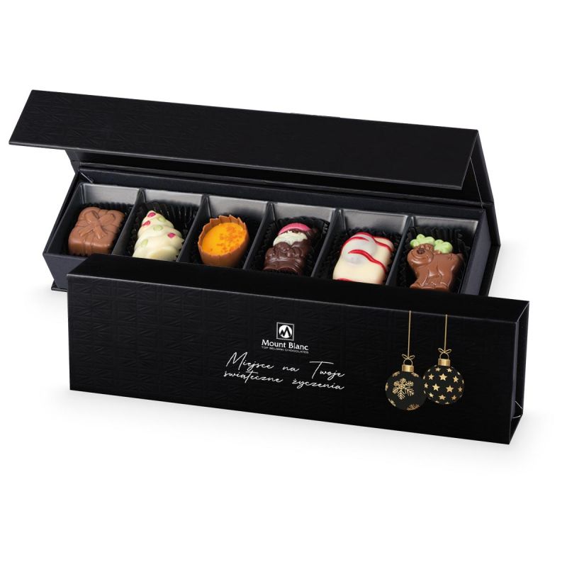 Czekoladowy upominek na Święta Chocolate Box Long Black z Twoimi życzeniami - MountBlanc - 1