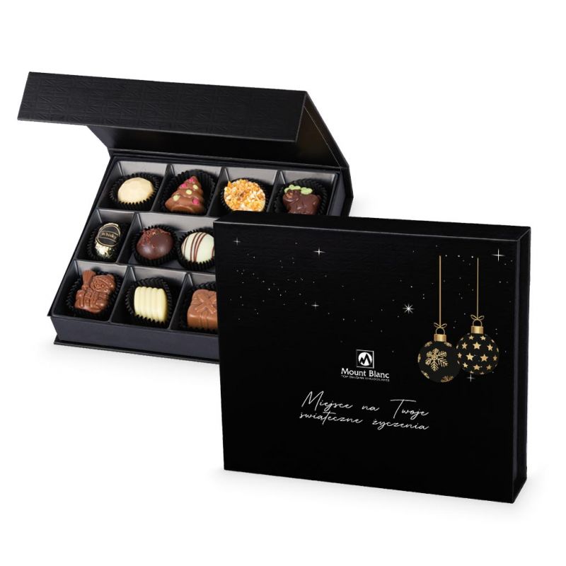 Czekoladki pod Choinkę Chocolate Box Medium Black z Twoimi życzeniami - MountBlanc - 1
