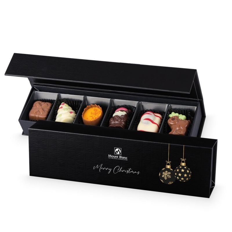 Bombonierka świąteczna Chocolate Box Long Black wiszące bombki